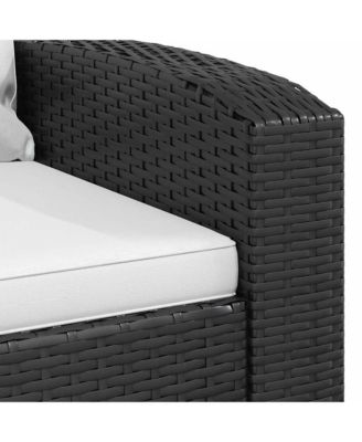 Patio Reclining Chair with Cushions Black Poly Rattan