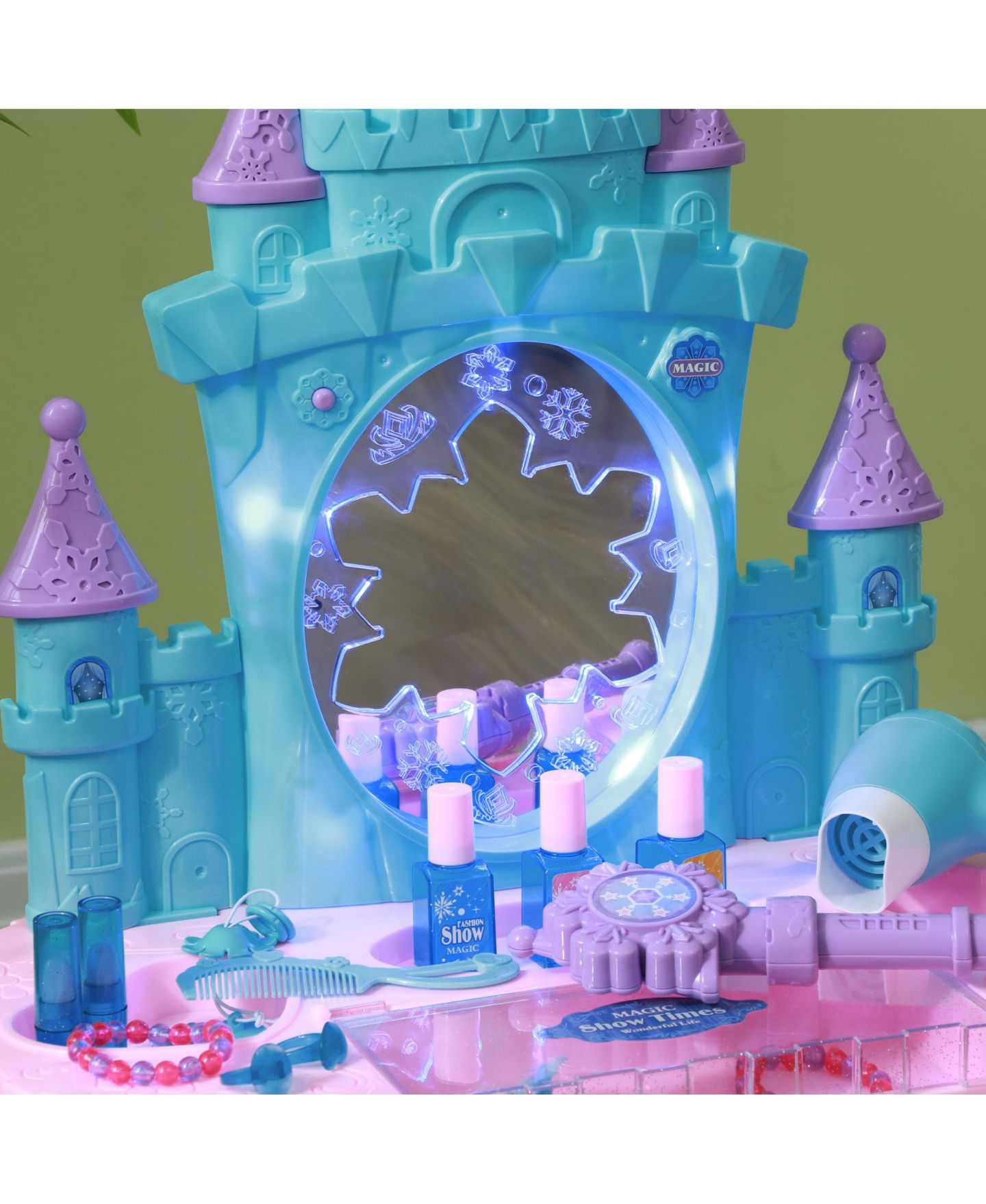 Детские игрушки Qaba Kids Vanity Set with Mirror and Stool, Light, Music, Castle Design, цвет: Разноцветный — фото 9