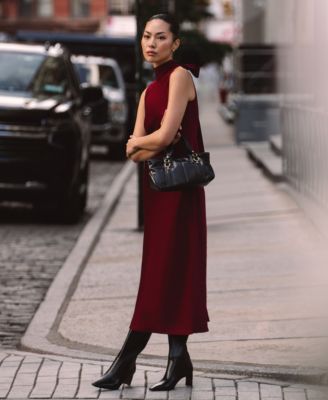 Women's Ennis Satin Sleeveless Bow Midi Dress