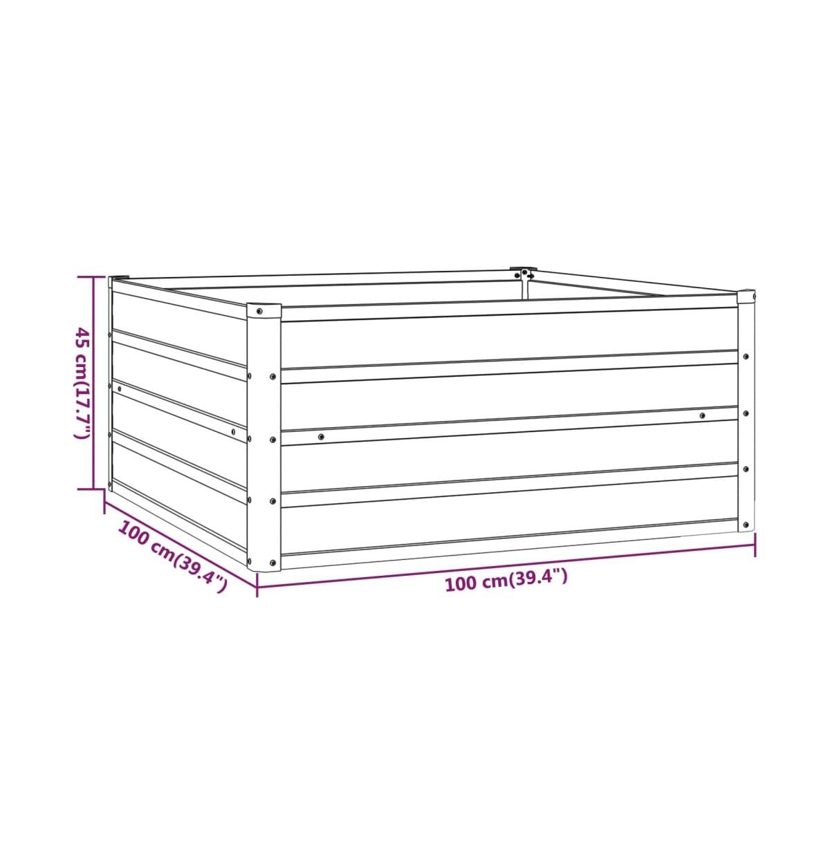 vidaXL Garden Raised Bed Rusty 39.4"x39.4"x17.7" Corten Steel