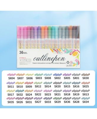 36 Colors Outline Glitter Pens, Metallic Outline Markers for Writing, Drawing and Greeting Cards, Cute Cool Fun Crafts