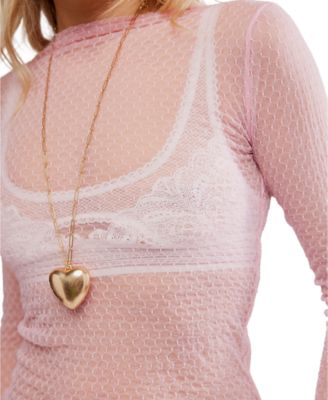 Women's Patterned Mesh Mock Neck Top 