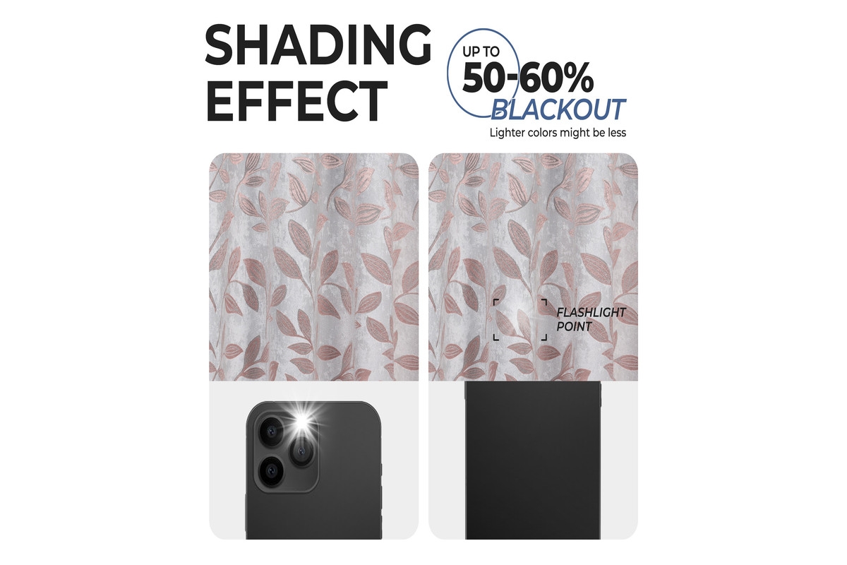 Superior Leaves Modern Bohemian Back Tab Blackout Curtain Set