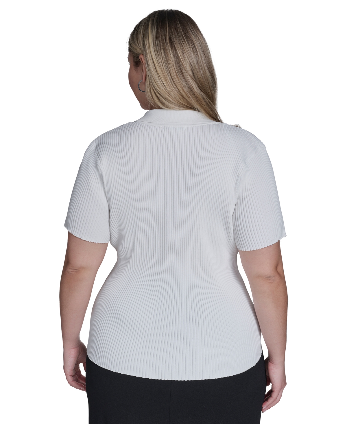 Calvin Klein Plus Size Collared Short-sleeve Sweater In White