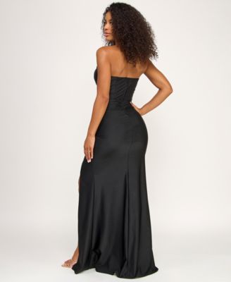 Junior's Strapless Corset Gown