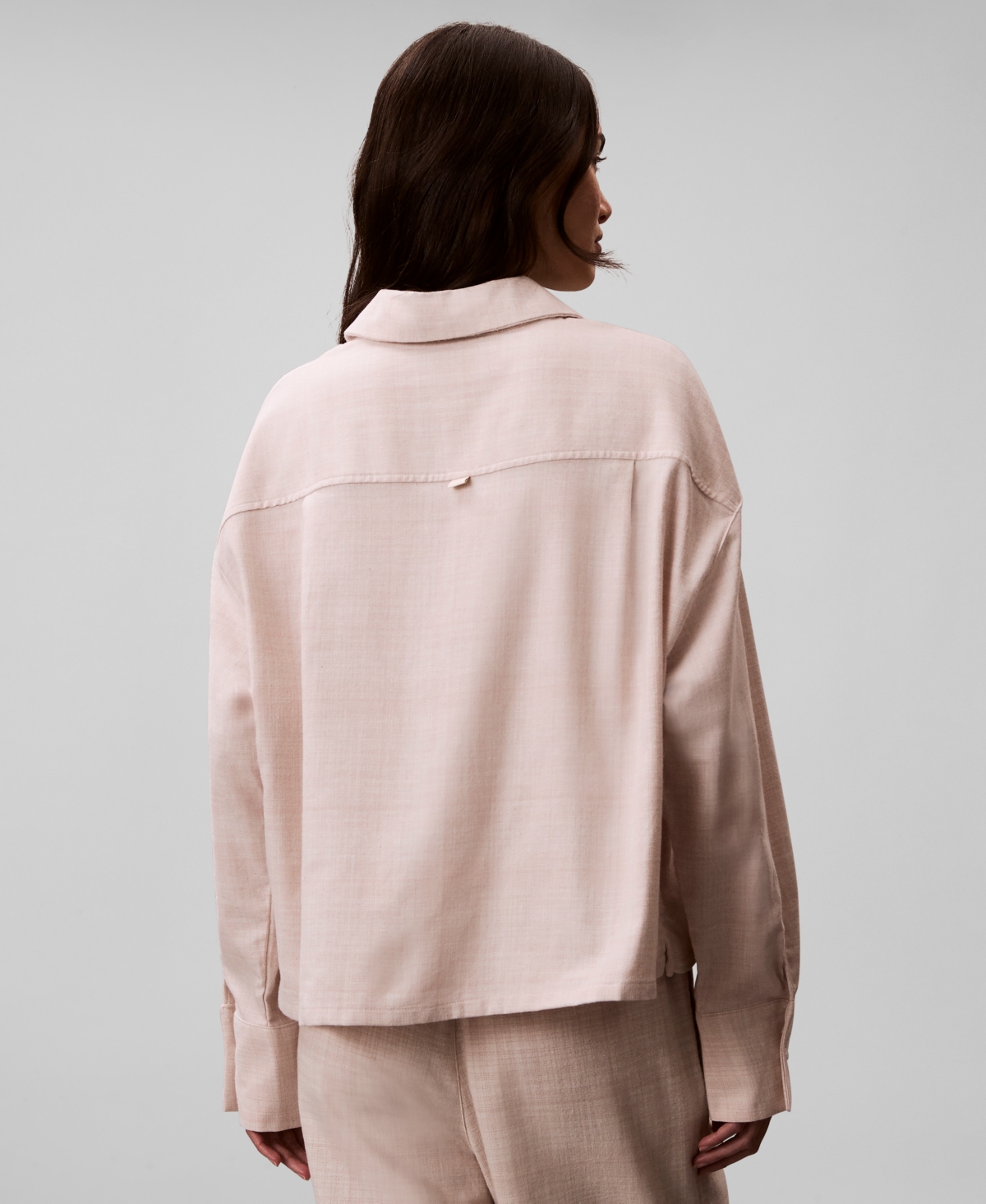 Calvin Klein Women's Plaid Collar Neck Long Sleeve Sleep Shirt