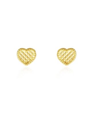 Sparkle Cut Heart Stud Earrings