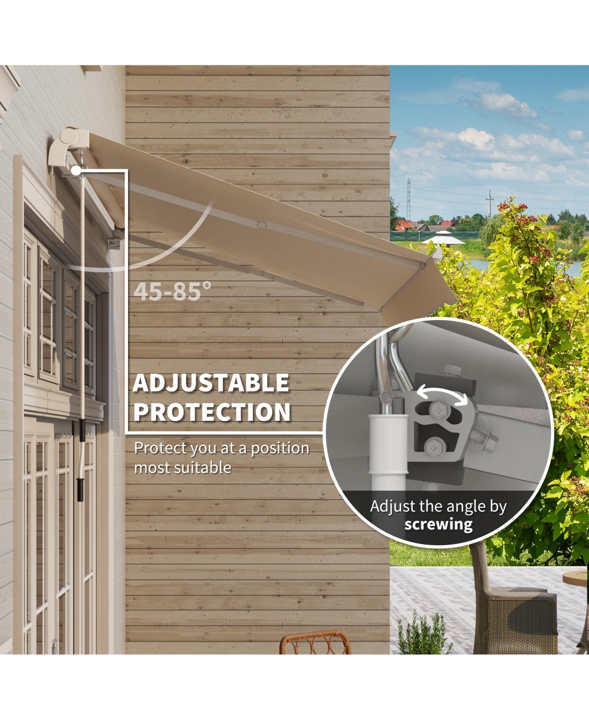 Outsunny 10'x8' Retractable Patio Awning/Sun Shade for Outdoor Patio