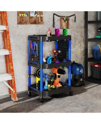 3-Tier Rolling Tool Cart with Wheels, Plastic Utility Cart