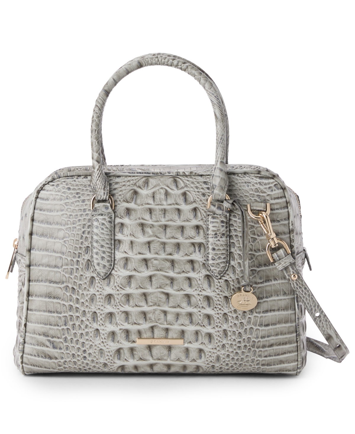 Brahmin Marissa Small Alden Road Leather Satchel Bag In Gray