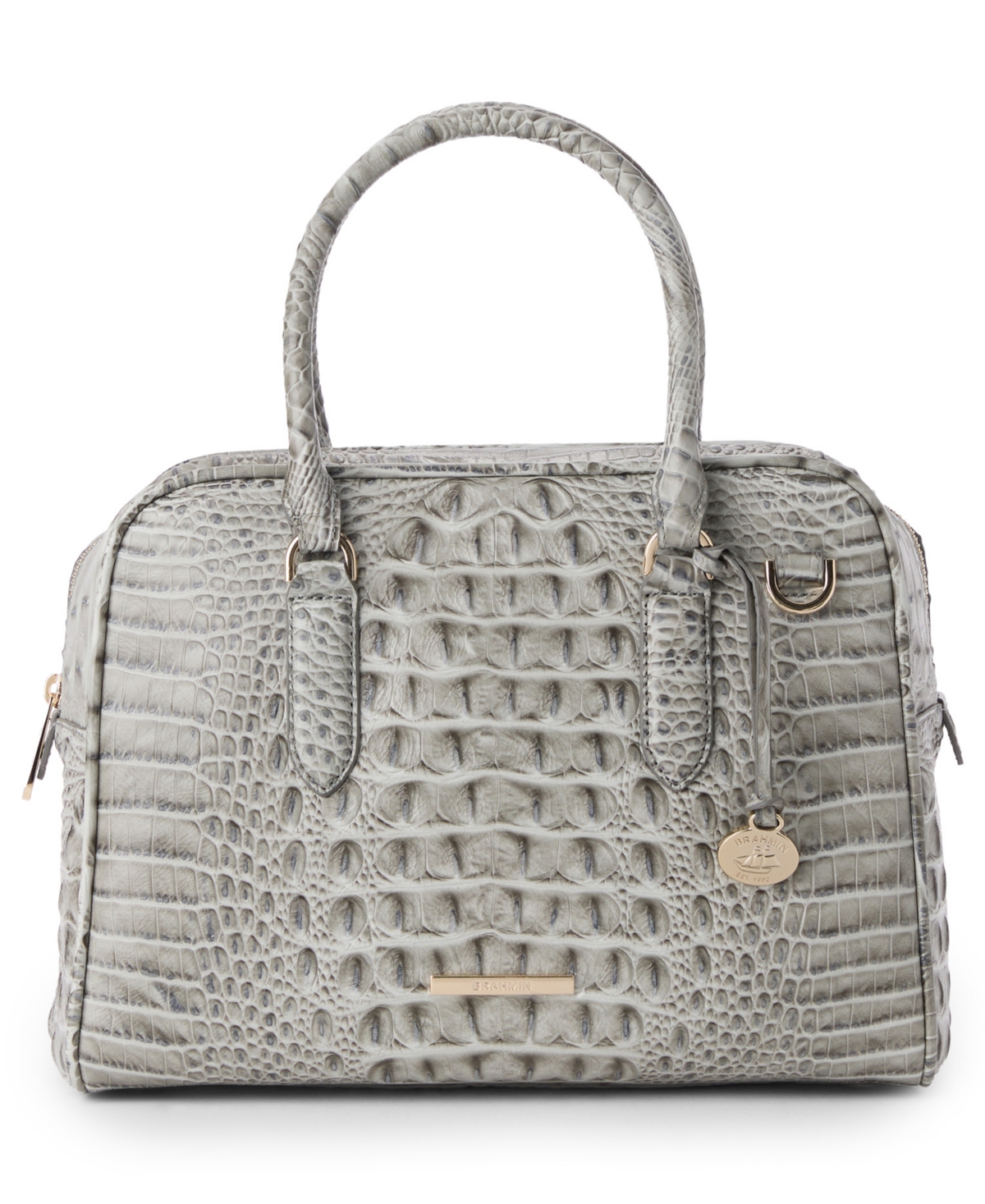Brahmin Marissa Small Alden Road Leather Satchel Bag In Gray