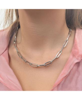 Extra Large Paperclip Link Chain Necklace 14K White Gold 18 inches