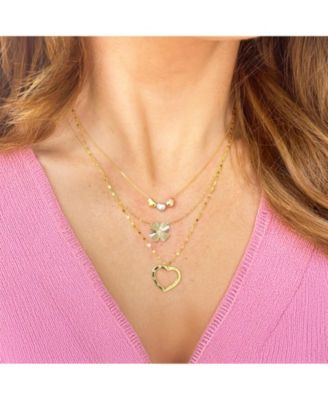 Tricolor Triple Heart Necklace 14k Gold