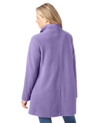 Plus Size Fleece Swing Funnel-Neck Coat