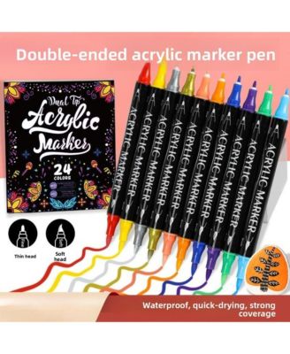 24-Color Double-Headed Acrylic Marker Pen Set, Waterproof, Non-Fading, for Art, Graffiti & Non-Transparent Paper