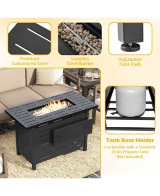 40 Inch Outdoor Propane Fire Pit Rectangle Gas Fire Table with Lava Rocks.