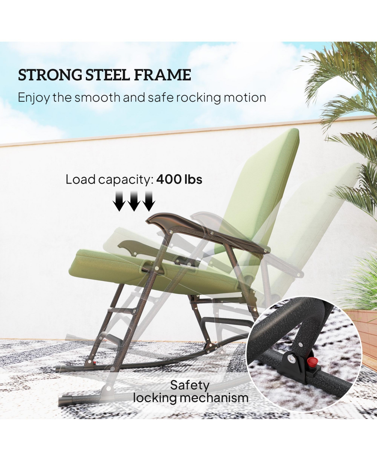 Outsunny Outdoor Rocking Chairs Set of 2, Folding Outdoor Rocker Set,