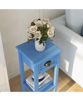 2-Tier Side Table with Drawer Shelf, End Table,