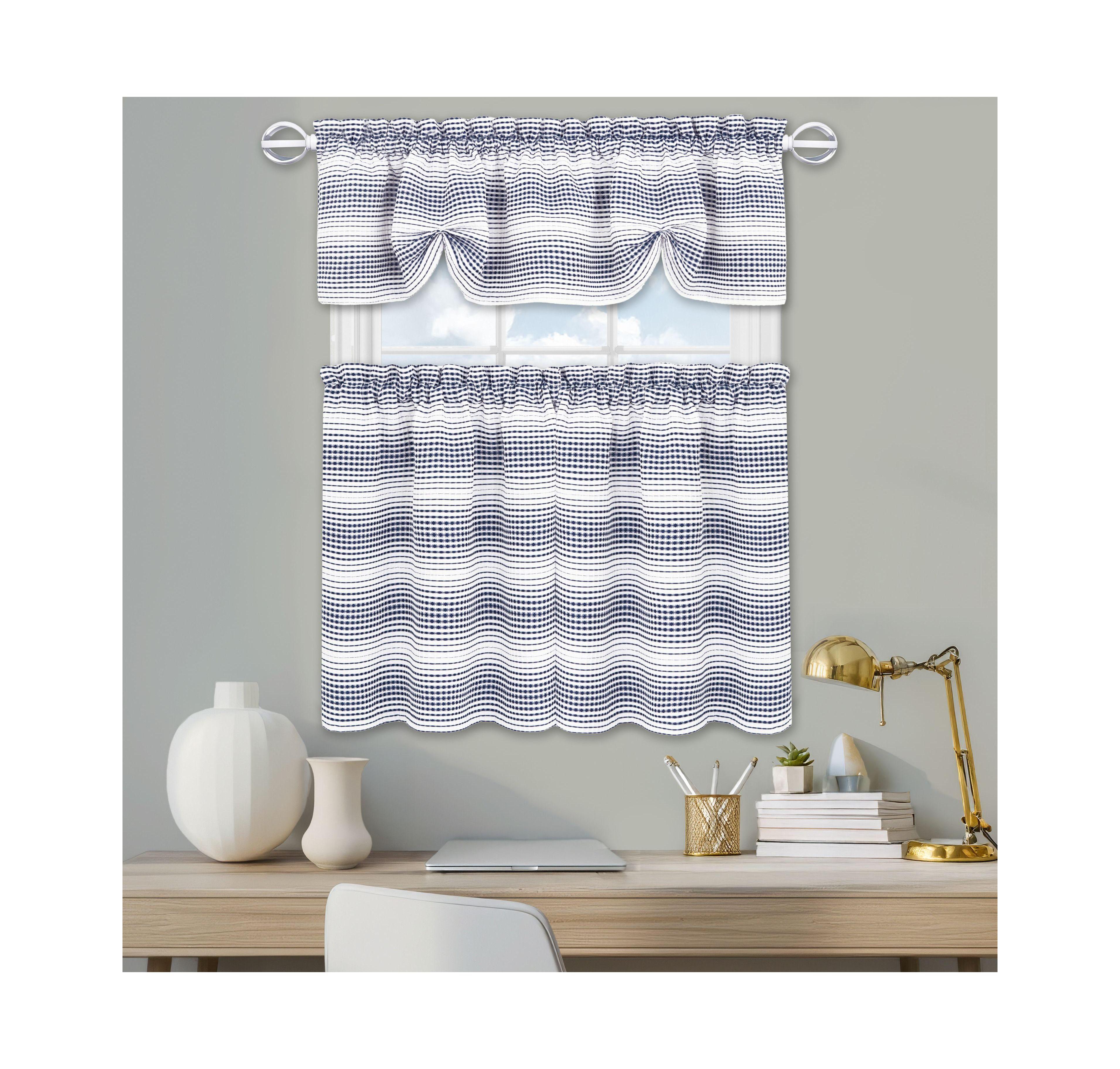 Kate Aurora Isabelle Abstract 3 Piece Cafe Rod Pocket Kitchen Curtain Tier And Valance Set
