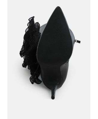 Womens Chinkara Sheer Big Rose Detail Long Boots