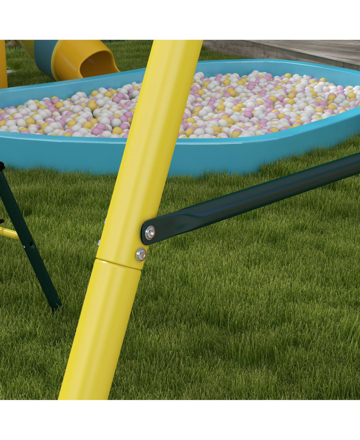Детские игрушки Outsunny Metal Swing Set 5 in 1 Design, 440 lbs. Capacity, Ages 3-8 — фото 7