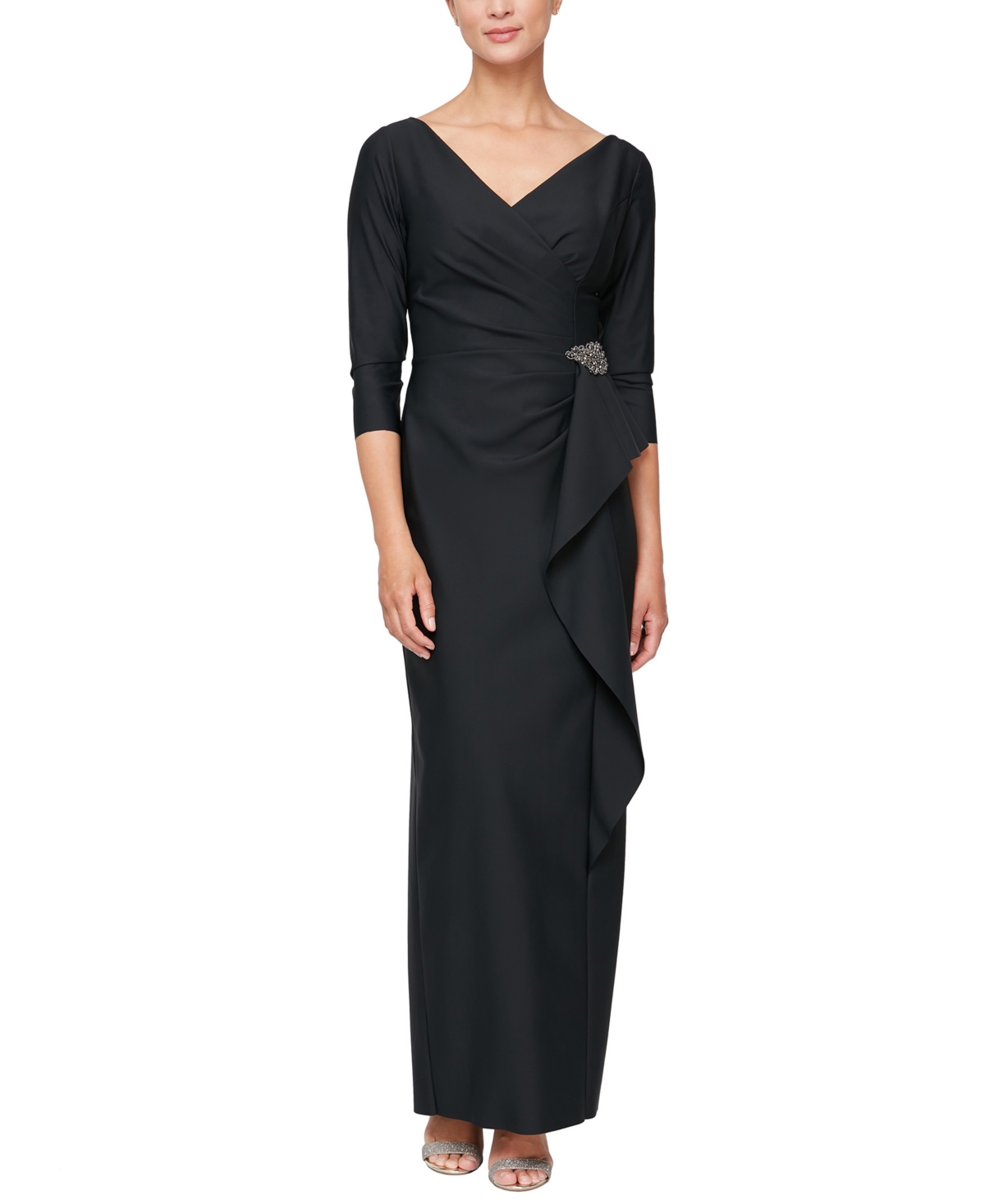 Alex Evenings 8134289 Long Formal Dress In Black