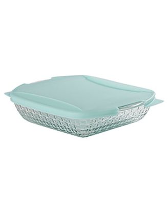 Glass Square Basketweave Embossed Cake Dish