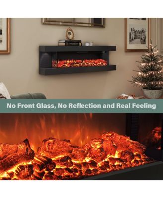 Suspended LED Light Mantel with Remote Control Stylish Electric Fireplace