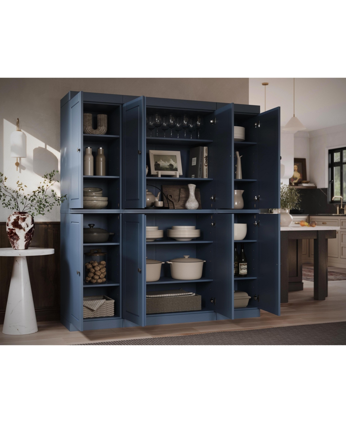 Palace Imports 100% Solid Wood 65" Pantry Cabinet with Raised Panel Doors & Adjustable Shelves