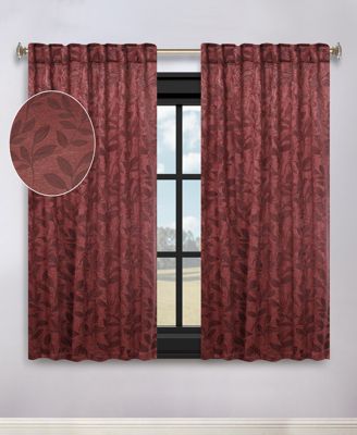 Leaves Modern Bohemian Back Tab Blackout Curtain Set, 52"x 63"