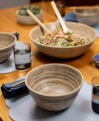 Lexa Collection 4 piece 8 inch Bamboo Salad Bowl Set