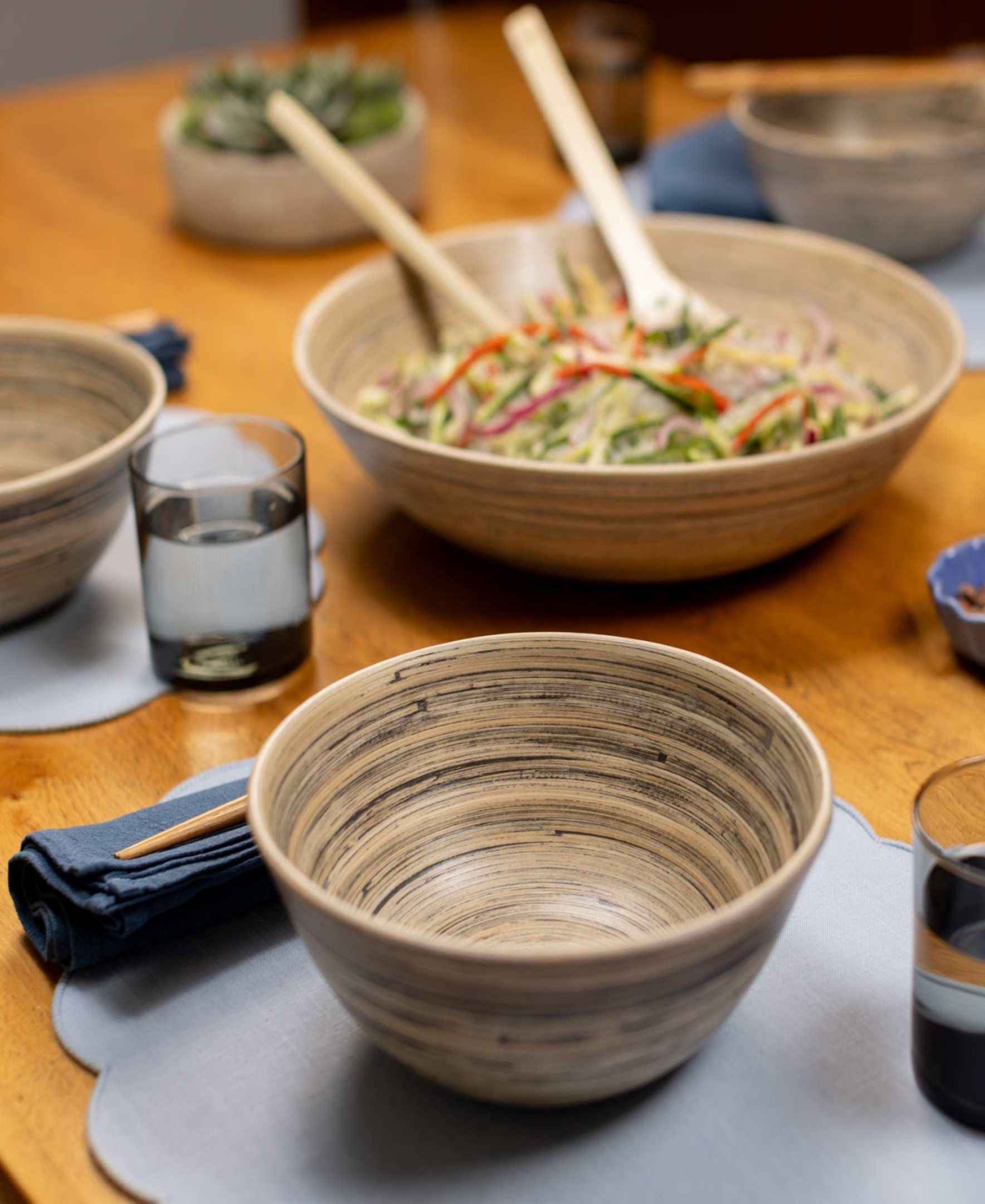 Joyce Chen Lexa Collection 4-pc. Salad Bowl Set In Brown