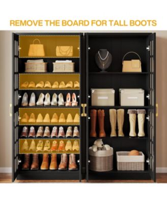 8-Tier Shoe Storage Cabinet with Adjustable Shelves,71-Inch Tall Shoe Cabinet with Doors