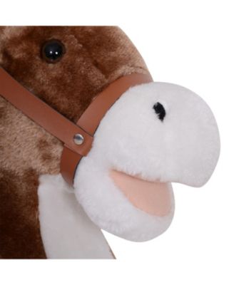 Kids Rocking Horse with Soft Plush Body & Wooden Base for Years 3+