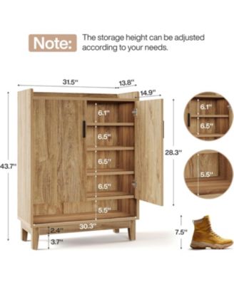 Shoe Cabinet with Doors, 20-Pair Entryway Shoe Storage Cabinet, Farmhouse Shoe Organizer