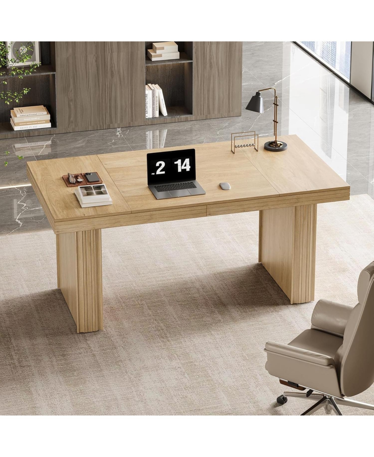 Tribesigns 63" Gaming Desk, Executive Desk, Large Office Computer Desk with Heavy-Duty Legs and Thickened Desktop