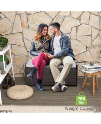 34 Gallon Patio Storage Bench with Seat Cushion and Zippered Liner