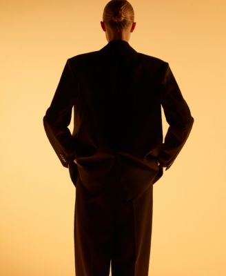 Women's Lapel Detail Wool Blend Suit Blazer