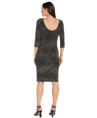 Petite Glitter Knit Round Neck Dress