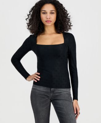 Women's Elleona Jacquard Square-Neck Top