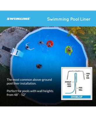 LI244820 24' Solid Blue Round Above Ground Swimming Pool Overlap Liner