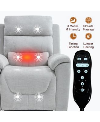 Chenille Dual Motor Infinite Position Up to 350 LBS Power Lift Recliner Chair with 8-Point Vibration Massage and Lumbar Heating,Blue
