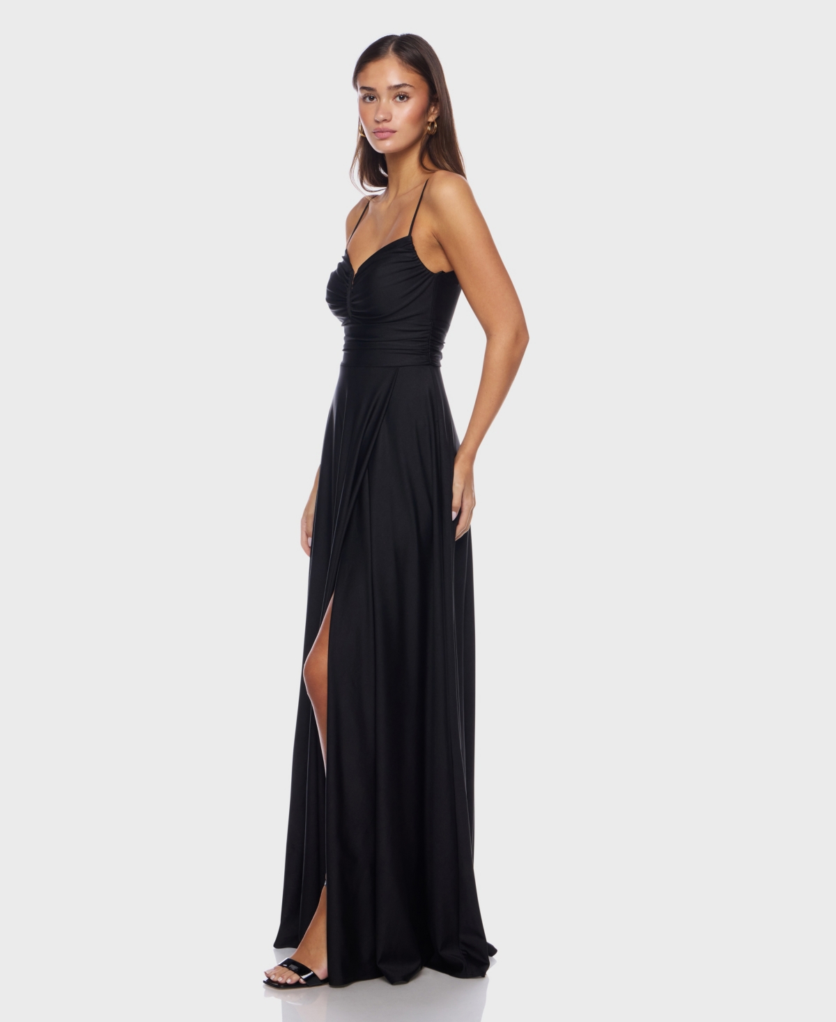 B Darlin Juniors' Sleeveless V-neck Jersey Gown, Created For Macy's In Black