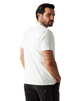 Men's Tonal Jacquard Short-Sleeve Knit Polo Shirt