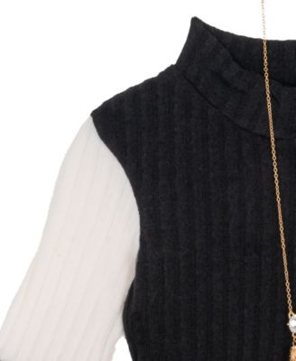 Girls' 4T-6X Color Block Turtleneck Dress