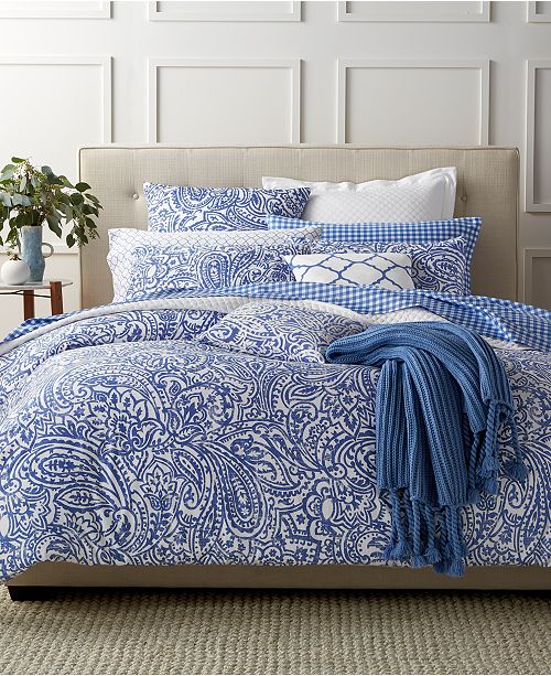 Charter Club Paisley Denim King Duvet Set Created For Macy S