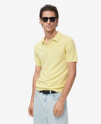 MANGO - Men's Structured Knitted Slim-Fit Polo Shirt