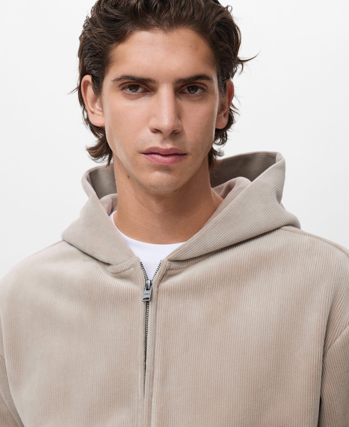 Mango Men's Corduroy Hooded Sweatshirt