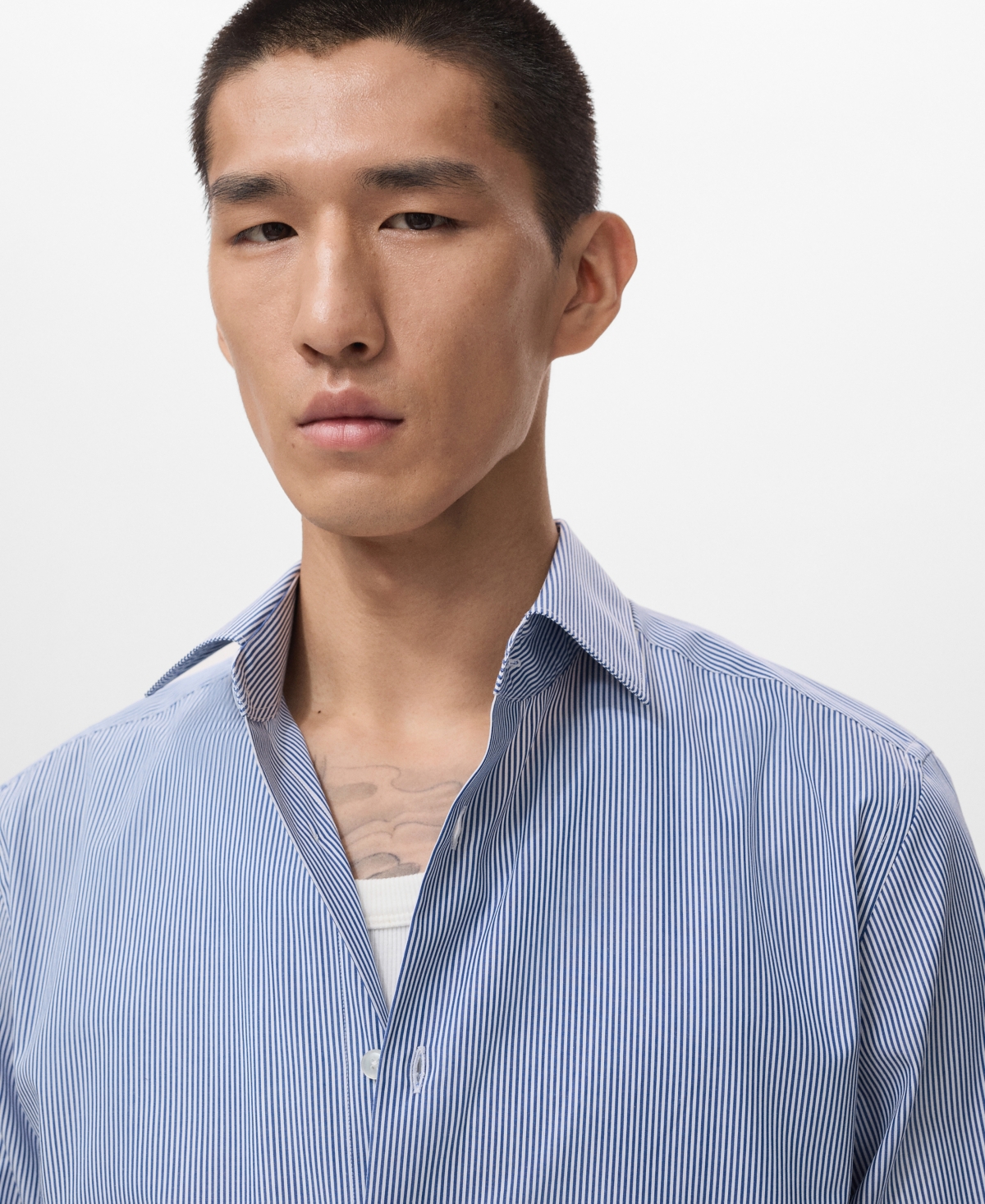 Mango Men's Cotton Striped Slim-fit Shirt In Blue
