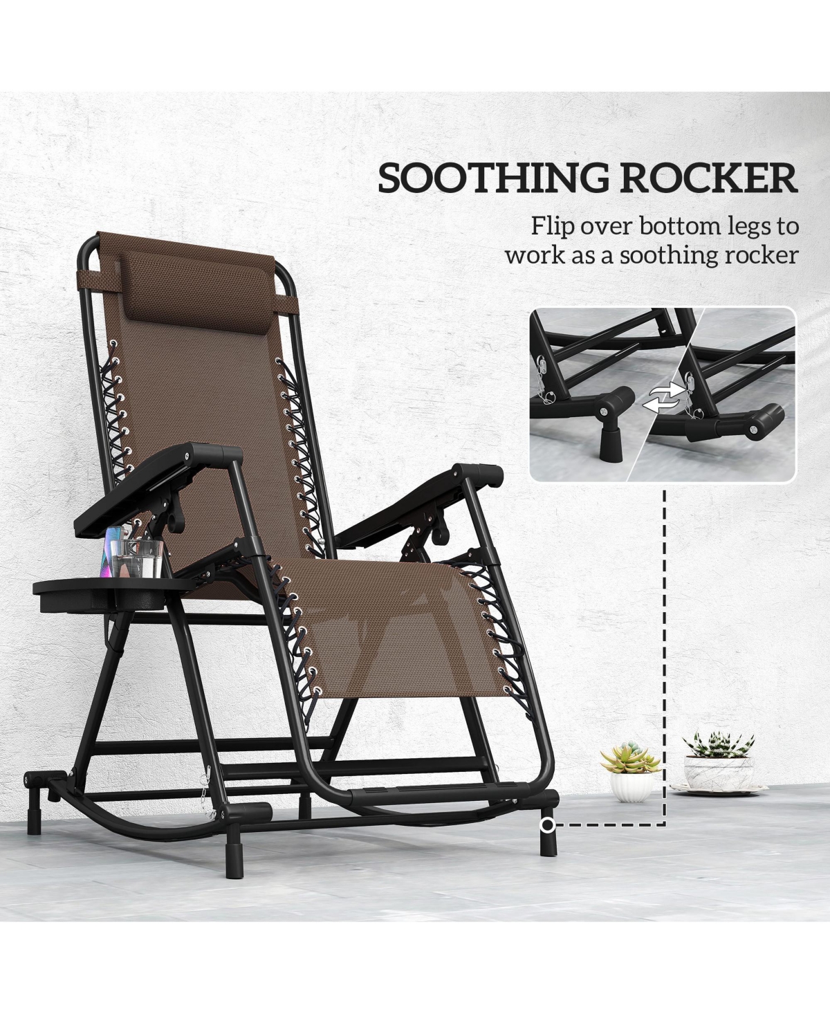 Outsunny Rocking Zero Gravity Lounge Chair, Folding,